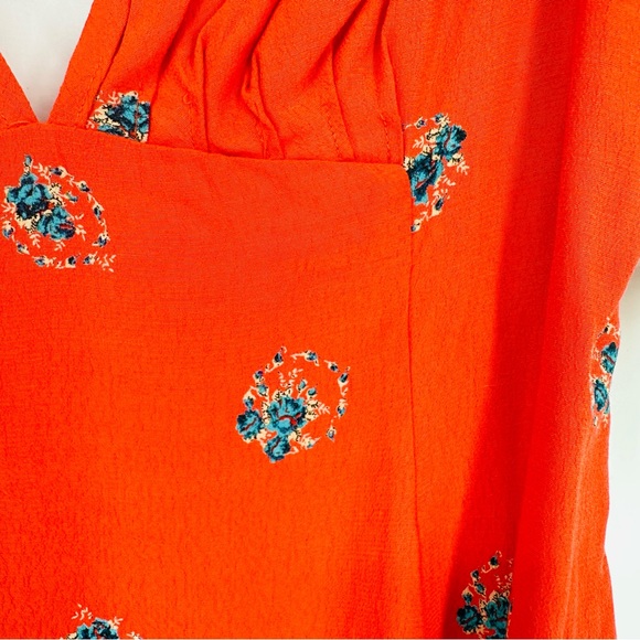 NEW Free People Mockingbird Backless Lace Mini Dress Coral Red Floral Size S - Picture 8 of 12